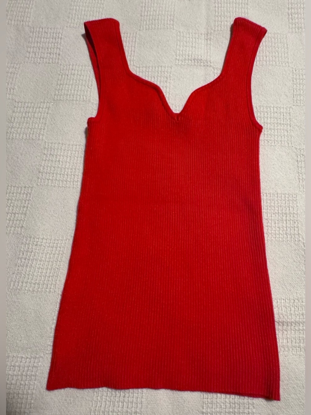 Vero Moda Bright Red Ribbed V-Neck Tank - Picture 8 of 8